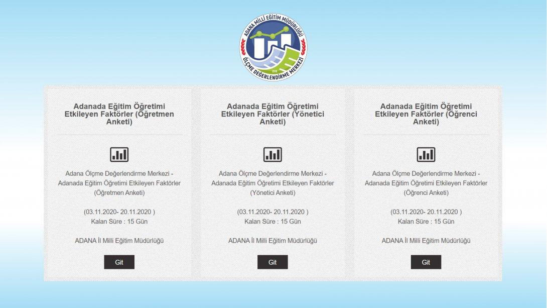 Adanada Eğitim Öğretimi Etkileyen Faktörler Anketlerimiz Yayımlandı